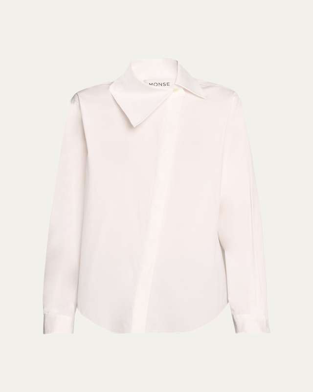 Asymmetric Collar Button Down Blouse